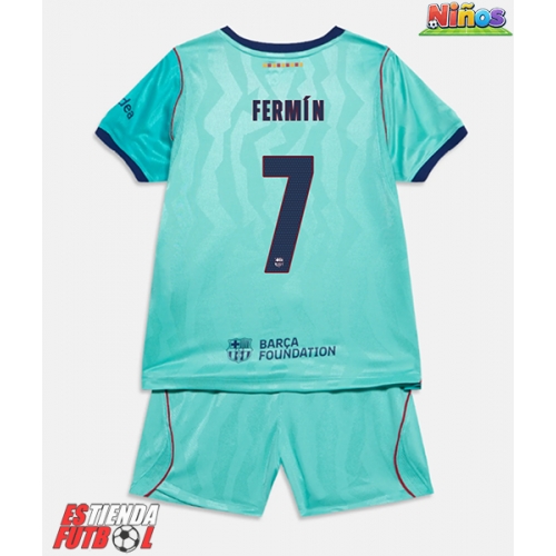 Barcelona Fermin Lopez #7 Tercera Equipación Niños 2026-27 Manga Corta (+ Pantalones cortos)